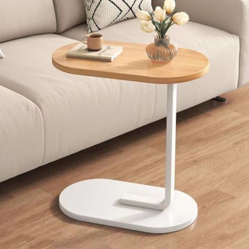 Image of Side Table Stands Couch Side, Swivel TV Tray Table, C-Shaped End Table, Small Center Table for Home Office for Bedroom, Living Room | Closet with Home, Kitchen, Office (Oval Table-YZ)