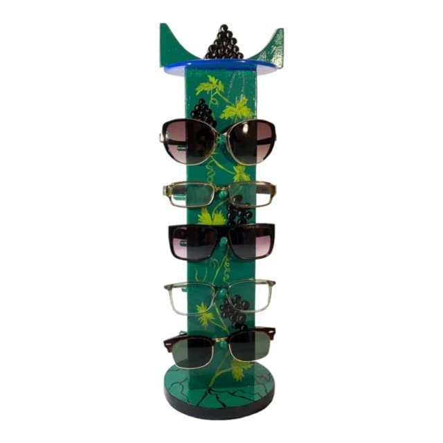 Soporte de Madera para gafas, Uvas, 5 gafas, Hecho a mano, Diseño individual, Regalo original para mujer y para hombre, Artesanal, Expositor