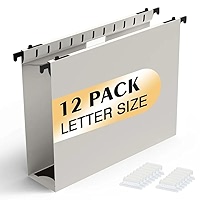 Nordun Plastic Hanging File Folder Extra Capacity,12 Pack Reinforced Hang Folders With Heavy Duty 2 Inch Expansion,Filing Cabinet Folders Letter - View #12