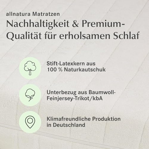 Latex-Matratze 90×200 cm von Allnatura mit 5-Zonen-Stützsystem