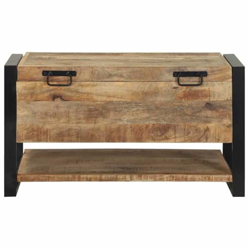 Bois de mangue pour ce coffre de rangement de salon marron avec siège - 5