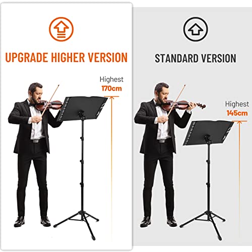 Image of CAHAYA Raised Music Stand Height Adjustable from 80 to 170 cm Adjustable Music Stand & Table Stand 2 in 1 Double Use with Waterproof Carry Bag CY0304