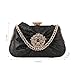 Faibiules Women's Fashion Rhinestone Beaded Evening Bag Bowknot Infront Clutch Handbag Black
