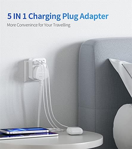 FSTravelP UK to US Plug Adapter with 4 USB Ports US Plug Adapter with 3 USB A & USB C Wall Plug USA Plug Adaptor Travel Adapter UK to USA Travel Plug Trip to US Canada Mexico Thailand and More(Type B)