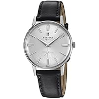 Reloj FESTINA Para Hombre F20248/1 Outlet Caja de Acero inoxidable 316l Gris plata Correa de Cuero Negro