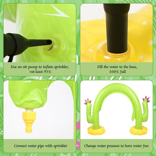 VercanMonth Giant Inflatable Sprinkler for Kids Inflatable Cactus Sprinkler Water Toys 8 x 5.42 ft Summer Outdoor Play Sprinkler for Boys Girls Backyard Water Park Sprinkler Spray Toy Games Fun Gifts - Thumbnail 5