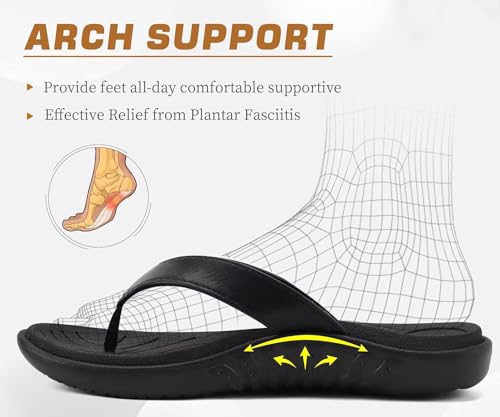 jiajiale Womens Fashion Orthotic Flip Flops Ladies Slip On Lightweight Comfortable Thick Cushion Yoga Mat Thong Sandals With Plantar Fasciitis Arch Support3