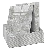 Wandfliesen Selbstklebend, OJTOJT Tile Stickers 22 Stück, Peel and Stick Tiles 30X30CM, Wasserfest & Schmutzabweisend, Schneidbar DIY, 4 Farben, für Badezimmer, Küche, Wohnzimmer (Stein-Grau)