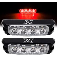 FXC 4-LED Strobe Light Red Waterproof Emergency Beacon Flash Lights,Purishion Caution Bar 16 Patterns Flashing Car SUV Pickup Truck Van Vehicle POV 2 Pack4LED Red