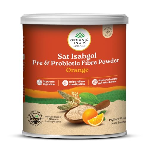 Image of A TATA Product- Organic India Sat Isabgol Pre & Probiotic Fibre Powder Orange, 100g