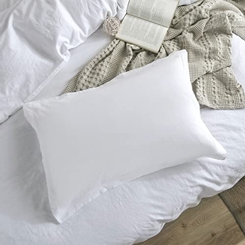 Phf Linen Duvet Cover Set Queen, Upgraded French Linen Blend Duvet Cover Set, Comfy Elegant Comforter Cover Set For Hot Sleepers, 1 Duvet Cover And 2 Pillowshams, 90"X 92", White/Cream #TOP3