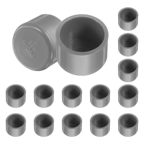 sourcing map 20 Pcs PVC Pipe End Cap Fitting, 25mm/1 ID Furniture Grade Pipe End Cap Plug Adapter Pipe Plug Socket Fittings for Sewer Drain Pipe Connections, DIY Garden Shelf, Grey