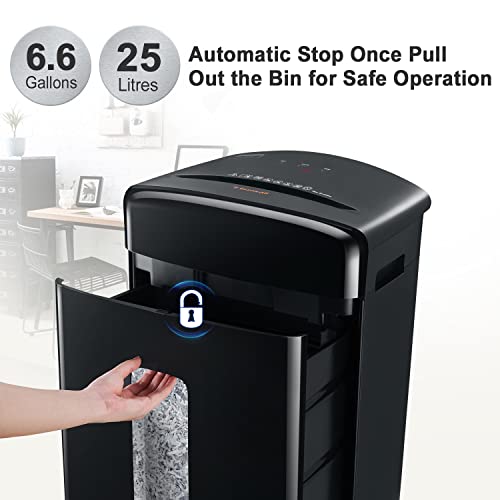 Bonsaii Paper Shredder, 20-Sheet Cross-Cut Paper Shredder For Office Heavy Duty 20-Minutes Shredders With 6.6 Gallon Pullout Basket & 4 Casters For Credit Cards/Mail/Staples/Clips (C222-A) #TOP5