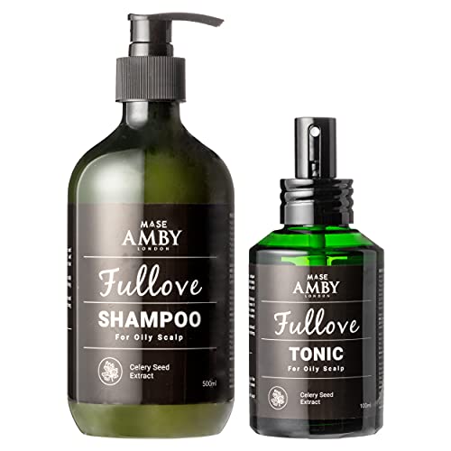 Amby London Fullove Hair For Men And Women - Shampoo and Hair Tonic Set - Hair Products For Men Women - Hair Loss Treatments For Men - Smelly Itchy Scalp -16.9 Fl Oz + 3.4 Fl Oz