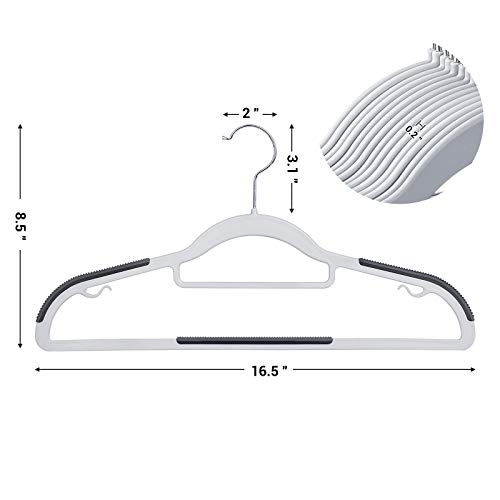 Songmics Pack Of 50 Coat Hangers, Heavy-Duty Plastic Hangers With Non-Slip Design, Space-Saving Clothes Hangers, 0.2” Thick, 16.5” Long, 360° Swivel Hook, Light And Dark Gray Ucrp20G50 #TOP5