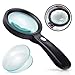 Produktbild 10-fache Lupe mit Licht, 12-LED-Handlupe zum Lesen, Untersuchen, Hobby & Basteln, 85mm Glasdurchmesser (105mm Lupendurchmesser)