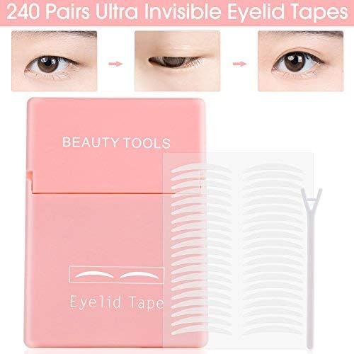 480Pcs/240Pairs Double Eyelid Tape Stickers - Ultra Invisible Breathable Fiber - Instant Eye Lift Without Surgery - Perfect for Hooded, Droopy, Uneven, or Mono-eyelids (S)