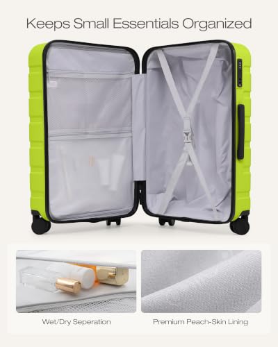 Image of Coolife Luggage Set, Lightweight Durable Hardshell, 3 piece, Green new | Upgraded Polycarbonate Shell Suitcase,360 Spinner Double Wheels,Expandable(20''only),Tsa Lock,Aluminum Handle,Nested Design