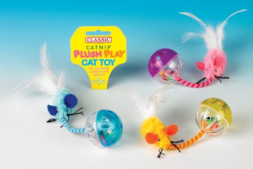Classic Ball & Feather Cat Toy 130mmPack of 6