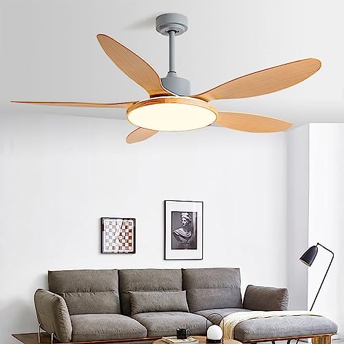 Ventilateur de plafond avec lumiere LED dimmable et telecommande pour salon