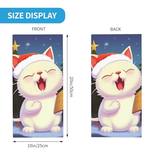Cute Cat Sing Christmas Carols Neck Gaiter UV Sun Protection Face Mask Scarf Cooling Breathable Face Cover for Men Women Elastic Balaclavas Versatile Bandana, Sun & Wind-proof for Skiing Hiking2
