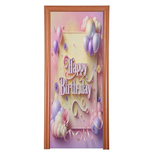 FLildon Birthday Theme Balloons Door Cover Decoration, Party Accessory Porch Decor for Festive Ornament Room Door Covers 32 x 79 Inch