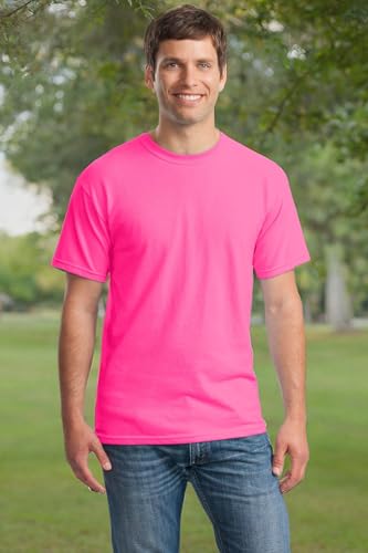 Gildan Mens 5.3 oz. Heavy Cotton T-Shirt G500 -SAFETY PINK XL - Image 5