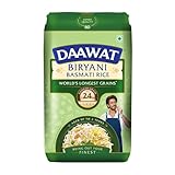 Daawat Biryani Basmati Rice | Naturally Aged Extra-Long Grain Rice | Rich Aroma & Non-Sticky Texture | Perfect for Authentic Biryani, 1 kg (2.2 lb)