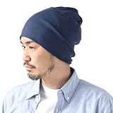 [ｒｅｇｎｕｕ] ニット帽 メンズ 冬 大きい 大きいサイズ 日本製 コットン 帽子 レディース リブコットン ワッチキャップ 春 夏 秋 冬 秋冬 薄手 (【Lサイズ】縦：約27cm 横：約27cm, ネイビー)