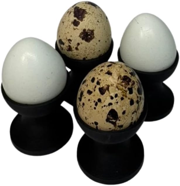 Undique Mini Egg Cup Set, Quail Egg Holders, Set of 4, (Black)