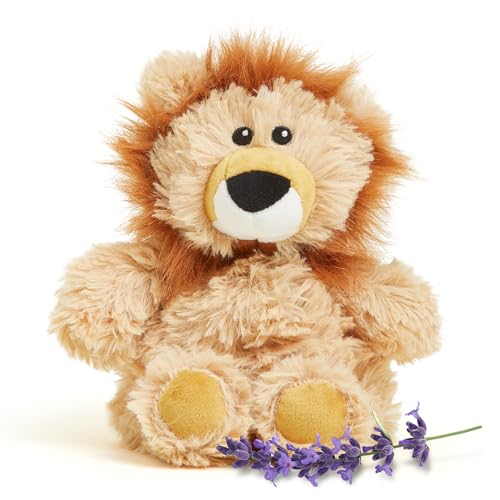 warmies Junior Microwavable & Weighted Stuffed Animals, Lion - Heated Stuffed Animal Plushie for Warmth & Comfort - Cute Soft Plush Toys for Adults & Children (Boys, Girls, Babies & Toddlers)