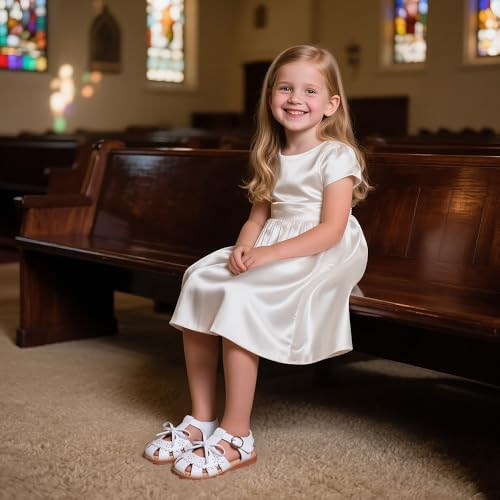 Image of Flaryzone Girls Sandals Closed Toe Summer Flats Dress Sandals Shoes Toddler /Little Kid