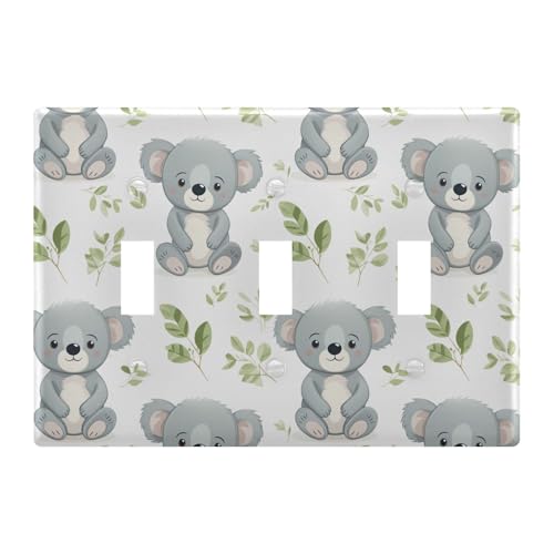Light Switch Cover Cute Koala Wall Plates for Electrical Outlets 3 Gang 202b3139