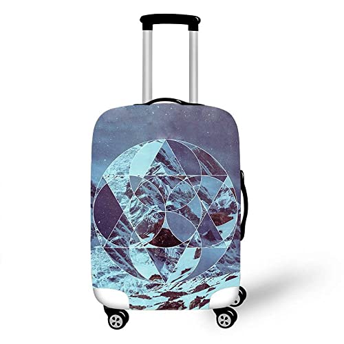 Gepäckschutz, Reisegepäckabdeckung, kreativer grauer Sternenhimmel, geometrischer runder Druck, Kofferschutz, verdicken, elastisches Spandex, Trolley-Schutzhülle, passend for 18 bis 32 Zoll Gepäck, XL Cover