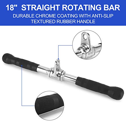 XPRT Fitness Tricep Press Down Cable Attachment, V Handle with Rotation, Rotating Bar, Tricep Rope, V-Shaped Bar, Weight Machine Accessories Set of 4