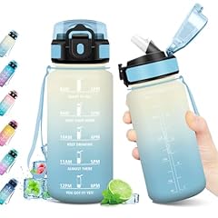 KollyKolla Borraccia 500ml, Borraccia con Cannuccia e Indicatore del Tempo, Bottiglia Acqua Riutilizzabile, senza BPA, A Prova di Perdite, Bottiglia Sport per Bambini, Studenti, Palestra, Ufficio