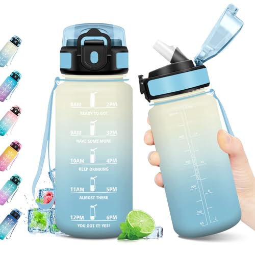 Trinkflasche 500ml, Trinkflasche mit Zeitmarkierung, Sport Wasserflasche mit Strohhalm, Auslaufsicher, BPA-frei, Sportflasche für Gym, Fahrrad, Büro, Outdoor, Erwachsene, Schule, Yoga, Sport Trinkflasche 500ml, Trinkflasche mit Zeitmarkierung, Sport Wasserflasche mit Strohhalm, Auslaufsicher, BPA-frei, Sportflasche für Gym, Fahrrad, Büro, Outdoor, Erwachsene, Schule, Yoga, Sport