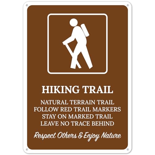 Stay On Red Marked Hiking Trail Aluminum Tin Sign 12×8 Inch, Park Forest Wall Plaque