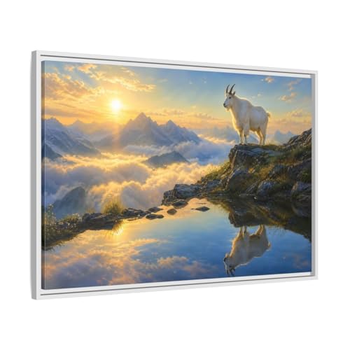 Tableau chèvre de montagne au coucher du soleil 90x60cm pour salon
