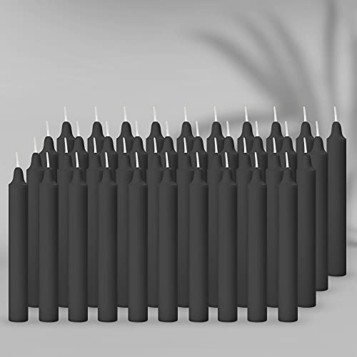 Image of AuraDecor Pack of 50 Stick Candles || Especially Meant for Healing, Chakras, Ritual Candles, Decoration, Lighting, Home Decor || Burning Time 3 to 4 Hours Each (Black), Paraffin Wax