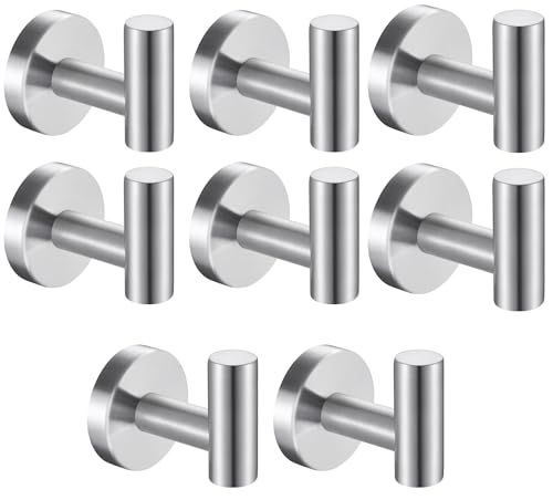 Homagic 8 Pcs Silver Bathroom Towel Hook Robe Towel Hooks