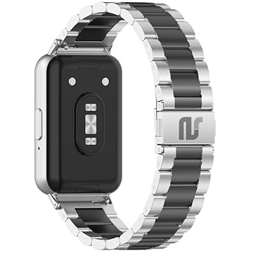 Pulseiras NSmart magnética em aço inoxidável compativel com Galaxy Fit3 (Prata Preta 3 elos, Fit3)