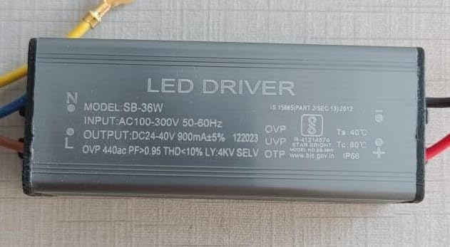 Image of Led Driver for Street /Flood Light Repairing 36watt 750 /900mA | Input: AC 230V Output: 24-40V | BIS Approved | IP66 Waterproof (36Watts, 900mA,) (1)