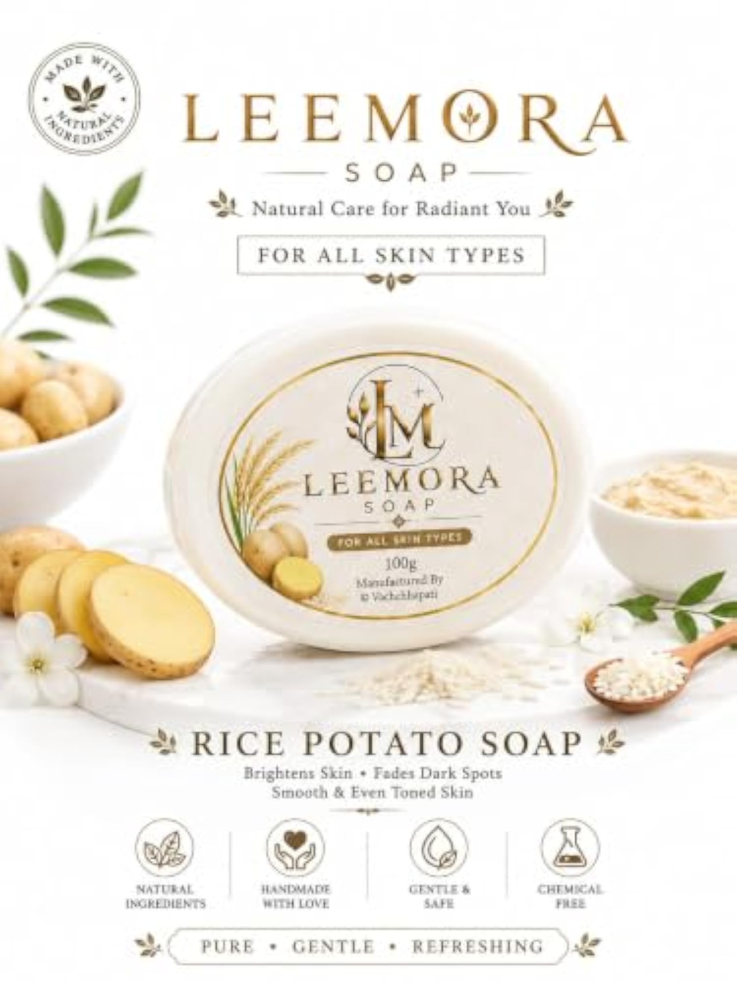 Natural Herbal Skin Glow Soap Assorted Handmade Bathing Bars Pack of 5
