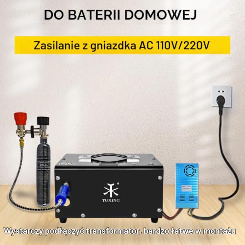 TUXING Pcp Air Compressor 4500 Psi, Protable Air Compressor Wysokociśnieniowy kompresor elektryczny do pistoletów pneumatycznych PCP Zbiorniki do nurkowania (TXET061-1)