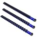 Olsa Tools 3 Pc Set Aluminum Socket Organizer with Locking End Caps | 1/4-Inch Drive x 24 Clips, 3/8-Inch Drive x 18 Clips, 1/2-Inch Drive x 16 Clips | Premium Quality Socket Holder (Blue)