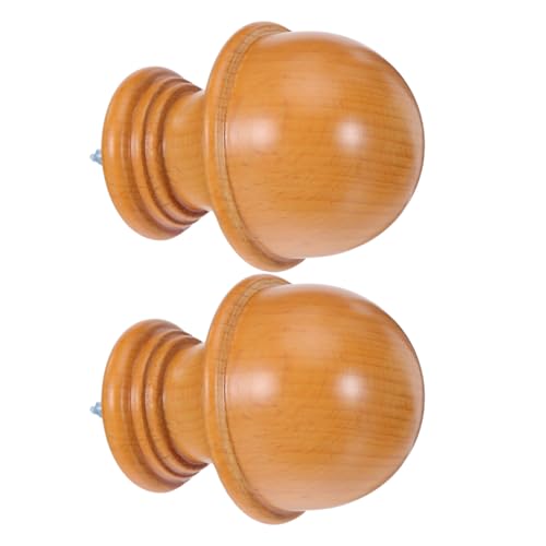 Image of Garneck 2pcs Wooden Curtain Rod End Caps for 29mm Diameter Poles – Natural Wood Curtain Finials Decorative Replacement Accessories for Living Room and Holiday Window Treatments