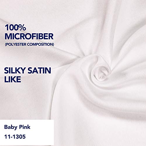 PureFit Wrap Around Ruffled Bed Skirt with Adjustable Elastic Belt - 14 Inch Drop Easy to Put On, Wrinkle Free Bedskirt Dust Ruffles, Bed Frame Cover for Queen, King and C-King Size Bed, Baby Pink