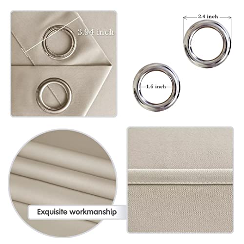 DWCN Curtain Beige Curtains for Living Room & Bedroom Blackout Curtain Curtains & Drapes Eyelet 46 x 90 Inch 2 Panels - Image 2
