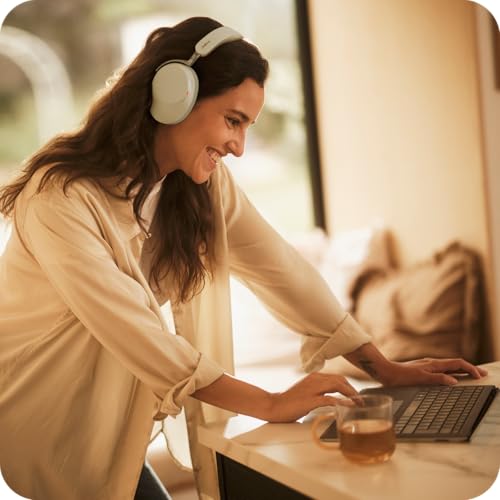 Image of Jabra Evolve3 85 Over-Ear Wireless Bluetooth Headset with Microphone for Work, USB-C, AI Voice Call Technology, Adaptive Active Noise Cancellation, 25-Hour Battery, Works with Meeting Apps, Warm Gray